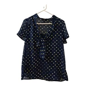 Daisy Fuentes Polka Dots Top size M  Navy blue and white color